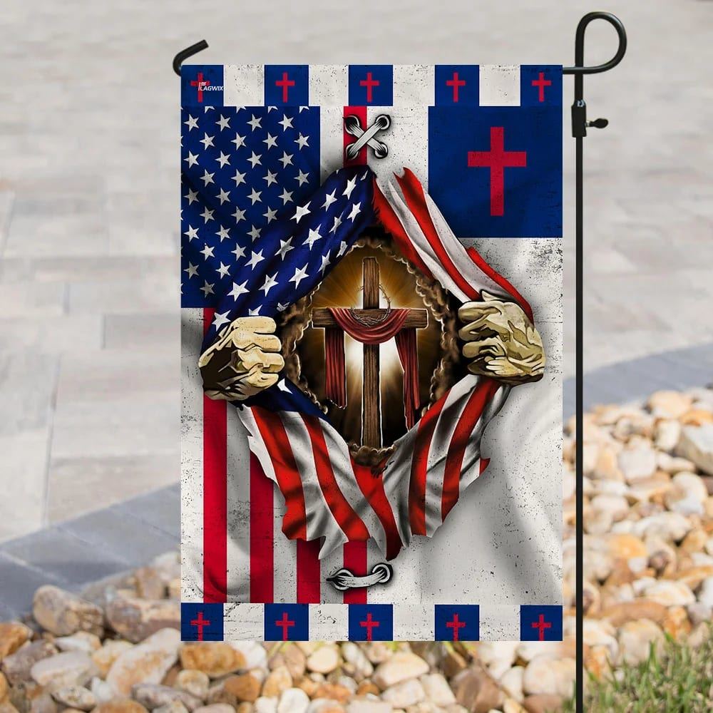Christian Cross American House Flags, Christian Flag, Scripture Flag, Garden Banner