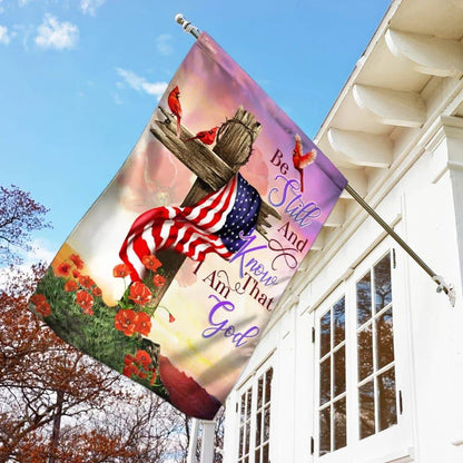 Christian Cross Be Still And Know That I Am God House Flags, Christian Flag, Scripture Flag, Garden Banner