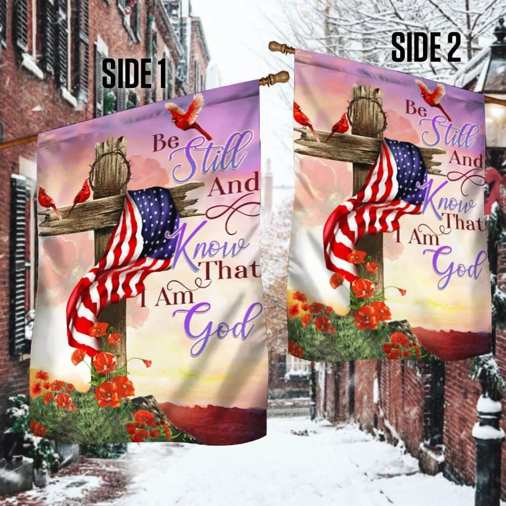 Christian Cross Be Still And Know That I Am God House Flags, Christian Flag, Scripture Flag, Garden Banner