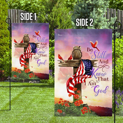Christian Cross Be Still And Know That I Am God House Flags, Christian Flag, Scripture Flag, Garden Banner
