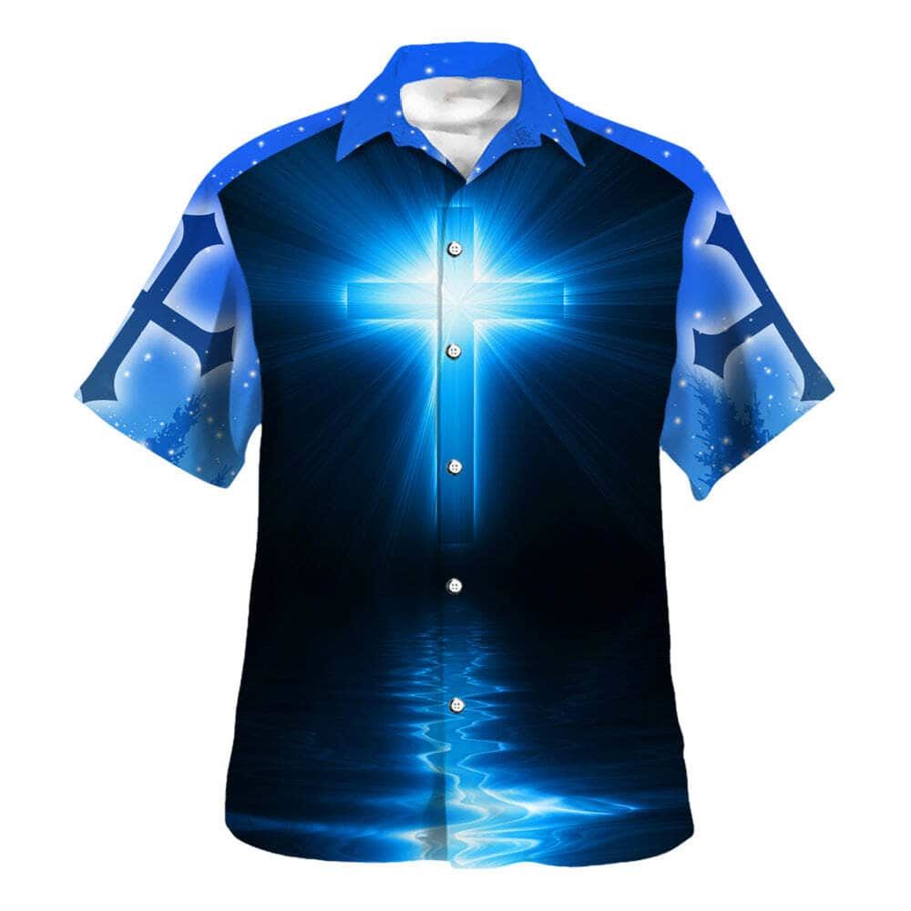 Christian Cross Blue Galaxy Christian Faith Religious Hawaiian Shirt For Men, Christian Hawaiian Shirt, Gift For Christian