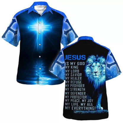 Christian Cross Blue Galaxy Christian Faith Religious Hawaiian Shirt For Men, Christian Hawaiian Shirt, Gift For Christian