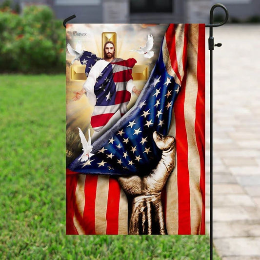 Christian Cross God Bless America Garden Flag, Christian Flag, Scripture Flag, Garden Banner