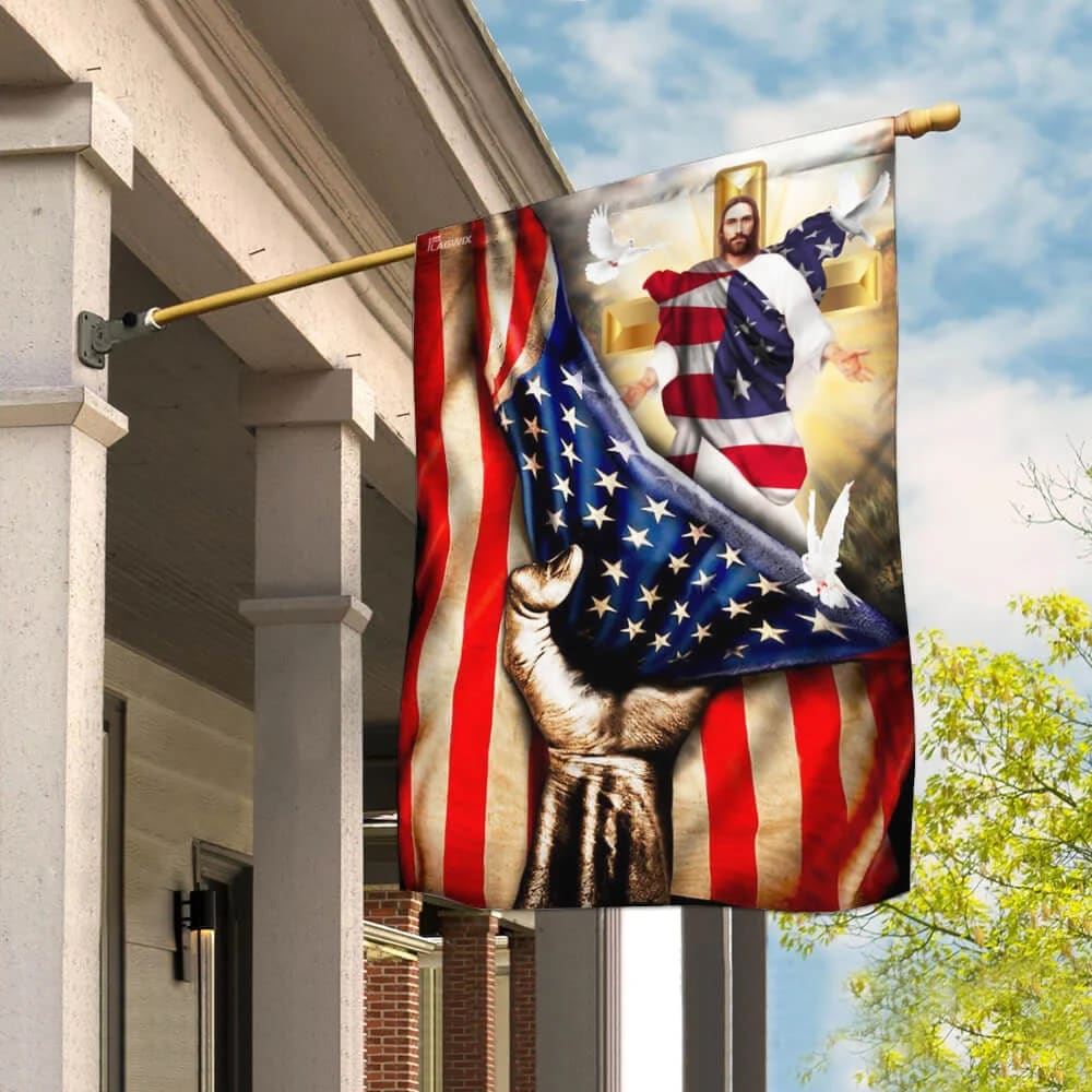 Christian Cross God Bless America Garden Flag, Christian Flag, Scripture Flag, Garden Banner