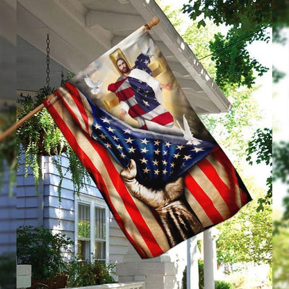 Christian Cross God Bless America Garden Flag, Christian Flag, Scripture Flag, Garden Banner