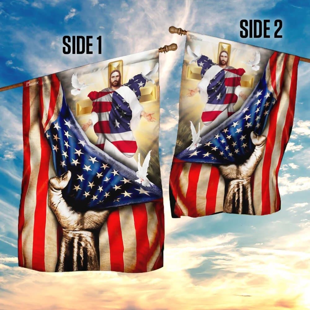 Christian Cross God Bless America Garden Flag, Christian Flag, Scripture Flag, Garden Banner
