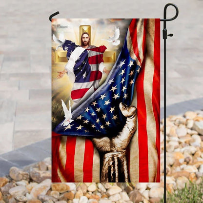 Christian Cross God Bless America Garden Flag, Christian Flag, Scripture Flag, Garden Banner