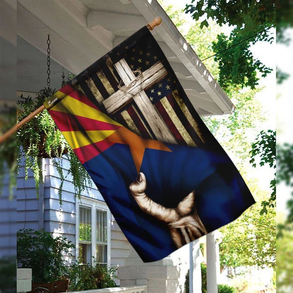Christian Cross Hand Jesus Arizona Flag, Outdoor Christian House Flag, Christian Flag, Scripture Flag, Garden Banner