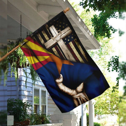 Christian Cross Hand Jesus Arizona Flag, Outdoor Christian House Flag, Christian Flag, Scripture Flag, Garden Banner