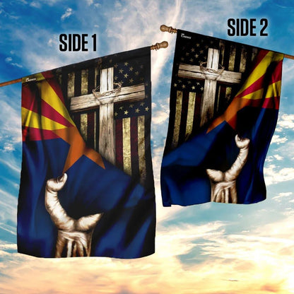 Christian Cross Hand Jesus Arizona Flag, Outdoor Christian House Flag, Christian Flag, Scripture Flag, Garden Banner