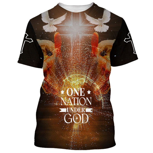 Christian Cross Jesus One Nation Under God All Over Print 3D T-Shirt, Gift For Christian, Jesus Shirt