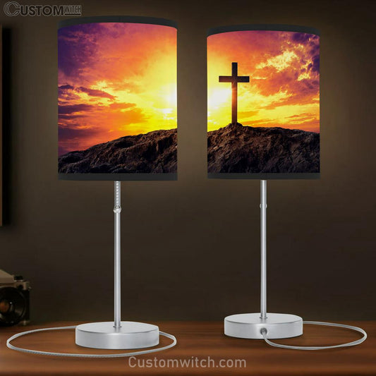 Christian Cross On Mountain Table Lamb Pictures - Faith Art - Christian Table Lamb Gift Decor