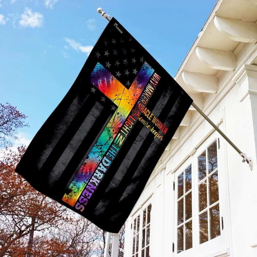 Christian Cross Way Maker Miracle Worker House Flags, Christian Flag, Scripture Flag, Garden Banner