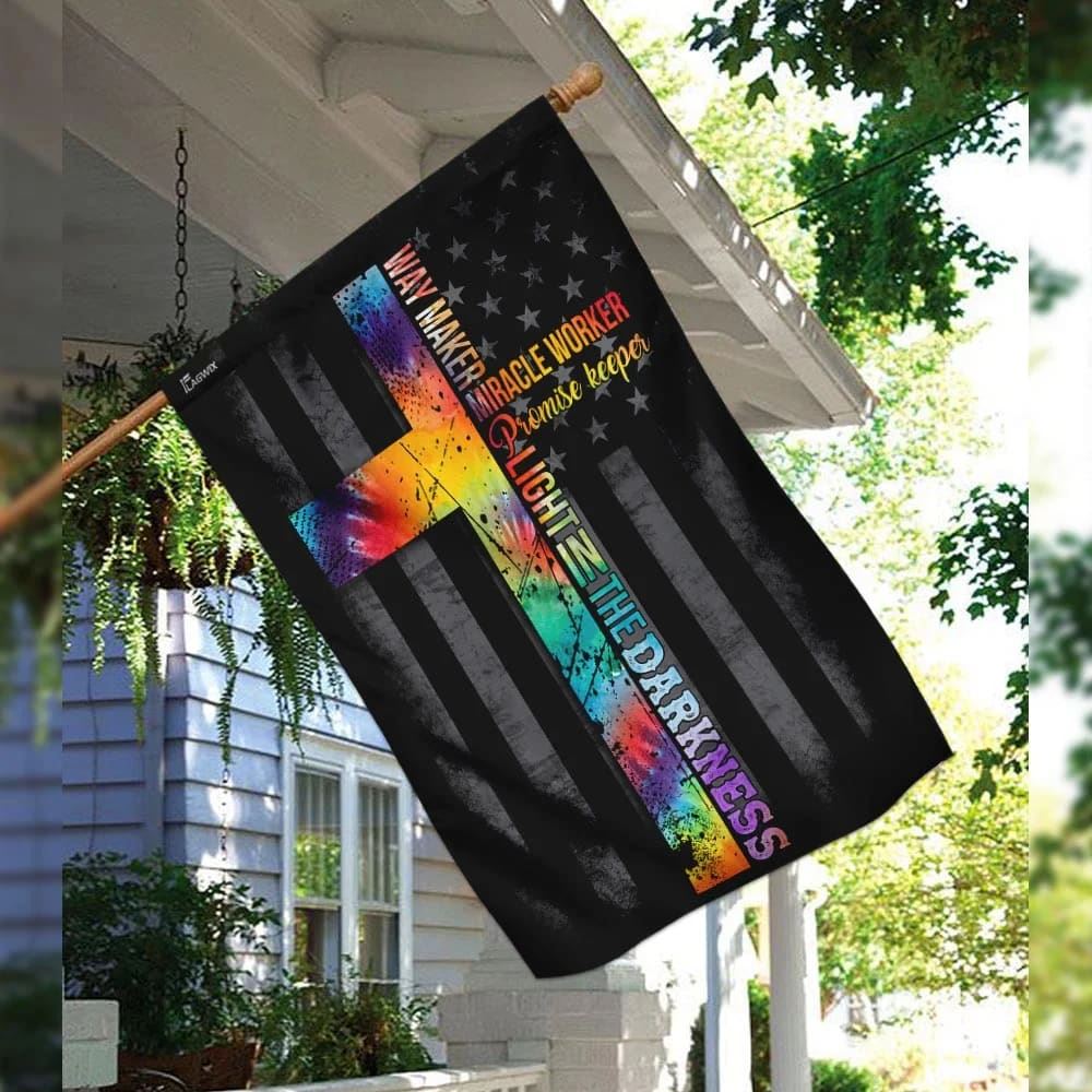 Christian Cross Way Maker Miracle Worker House Flags, Christian Flag, Scripture Flag, Garden Banner