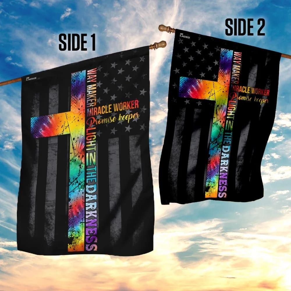 Christian Cross Way Maker Miracle Worker House Flags, Christian Flag, Scripture Flag, Garden Banner