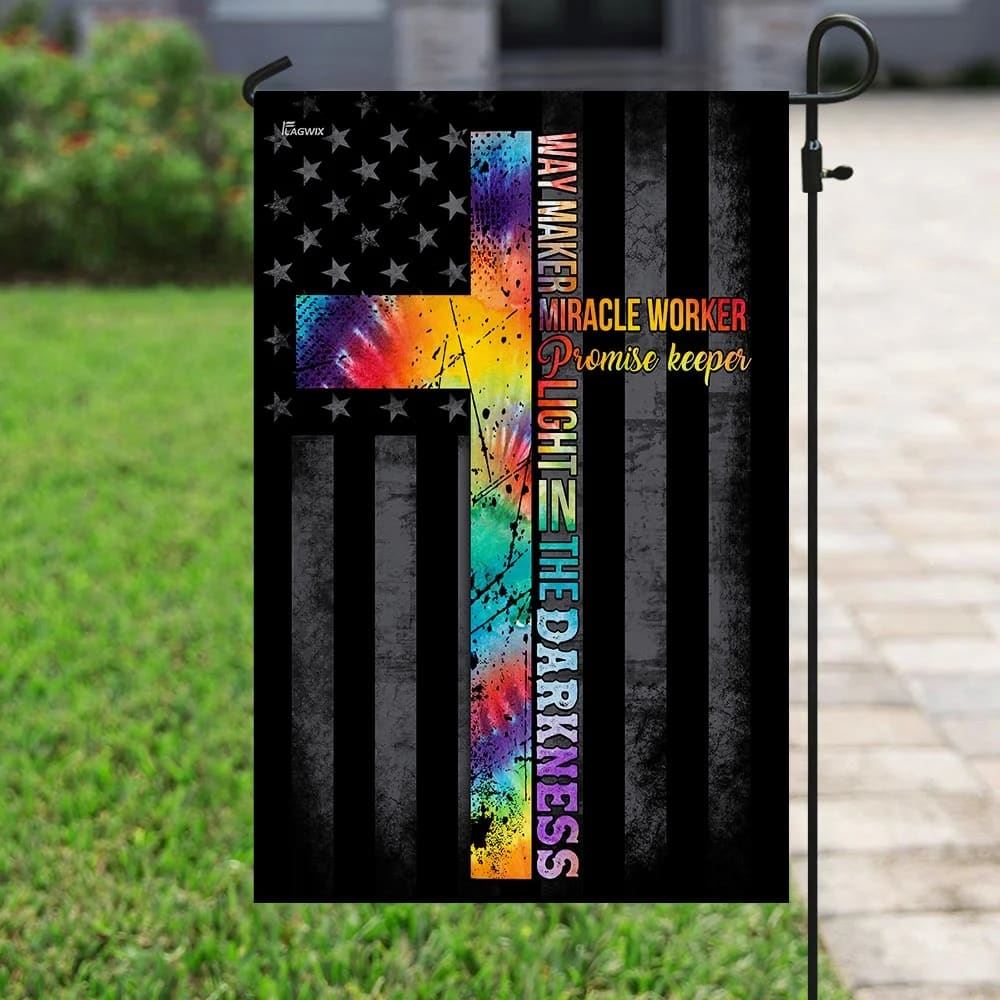 Christian Cross Way Maker Miracle Worker House Flags, Christian Flag, Scripture Flag, Garden Banner