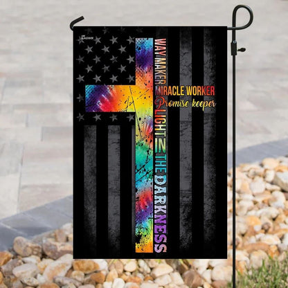 Christian Cross Way Maker Miracle Worker House Flags, Christian Flag, Scripture Flag, Garden Banner