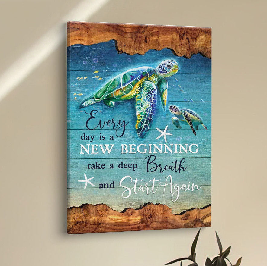 Christian Every Day Is A New Beginning Turtle Beach Canvas Prints - Bible Verse Wall Decor - Scripture Wall Art