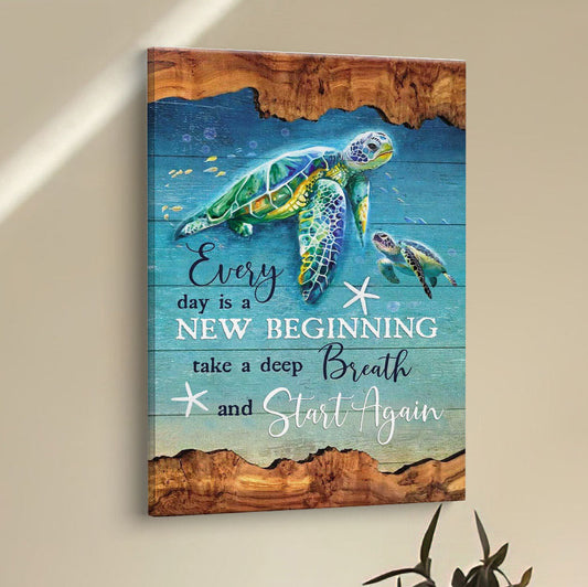 Christian Every Day Is A New Beginning Turtle Beach Canvas Prints - Bible Verse Wall Decor - Scripture Wall Art