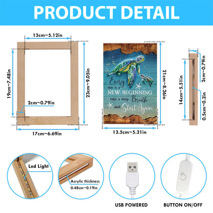 Christian Every Day Is A New Beginning Turtle Beach Frame Lamp Prints - Bible Verse Decor - Scripture Art