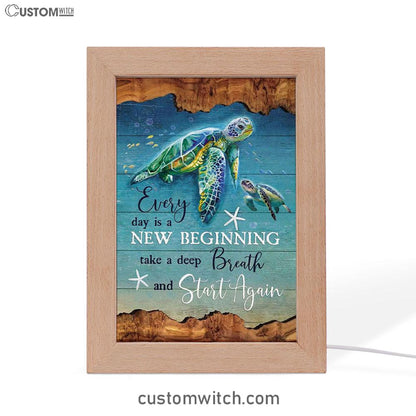 Christian Every Day Is A New Beginning Turtle Beach Frame Lamp Prints - Bible Verse Decor - Scripture Art