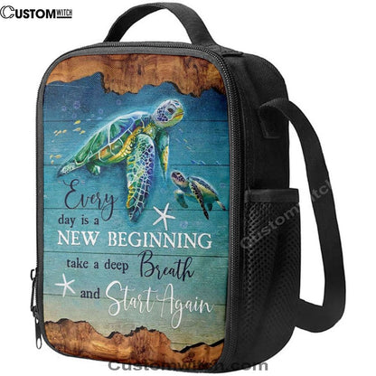Christian Every Day Is A New Beginning Turtle Beach Lunch Bag, Christian Lunch Bag For School, Picnic, Religious Lunch Bag