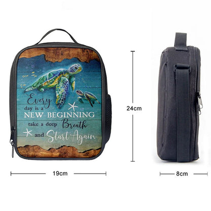 Christian Every Day Is A New Beginning Turtle Beach Lunch Bag, Christian Lunch Bag For School, Picnic, Religious Lunch Bag