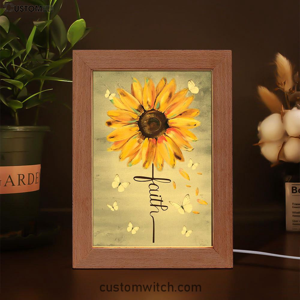 Christian Faith Cross Butterfly Sunflower Frame Lamp Prints - Bible Verse Decor - Scripture Art