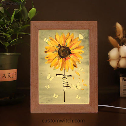 Christian Faith Cross Butterfly Sunflower Frame Lamp Prints - Bible Verse Decor - Scripture Art