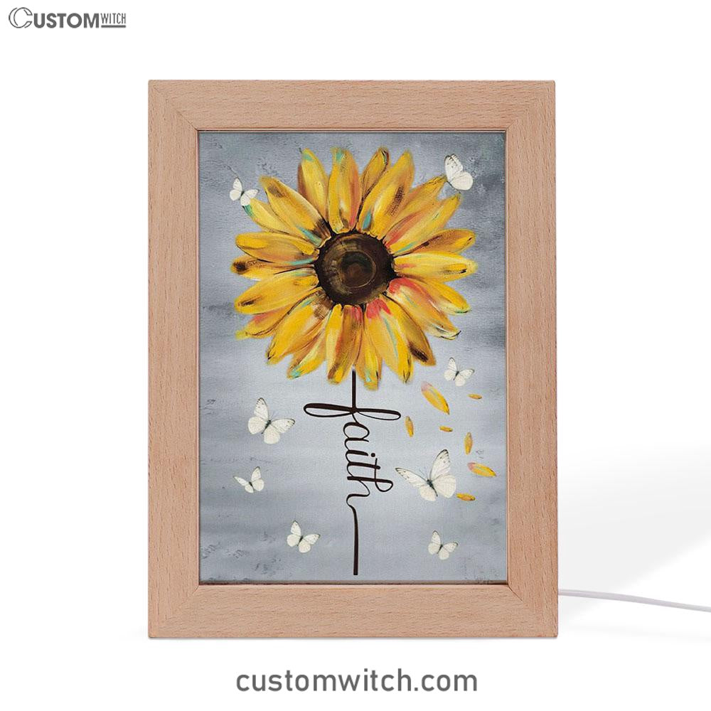 Christian Faith Cross Butterfly Sunflower Frame Lamp Prints - Bible Verse Decor - Scripture Art