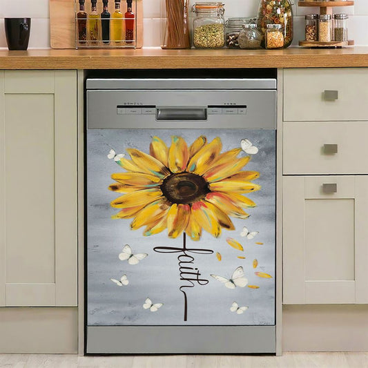 Christian Faith Hope Love Butterfly Art Dishwasher Cover, Bible Verse Dishwasher Magnet Cover, Scripture Kitchen Decor