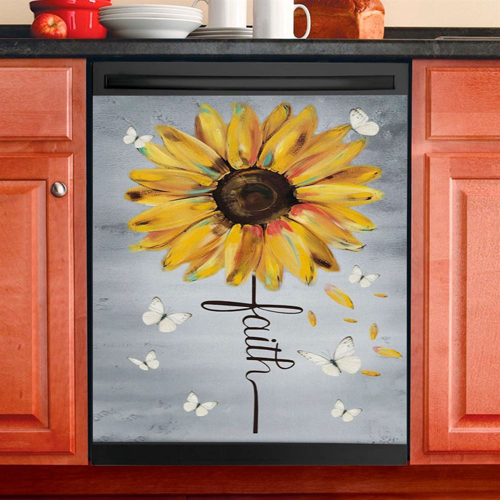 Christian Faith Hope Love Butterfly Art Dishwasher Cover, Bible Verse Dishwasher Magnet Cover, Scripture Kitchen Decor