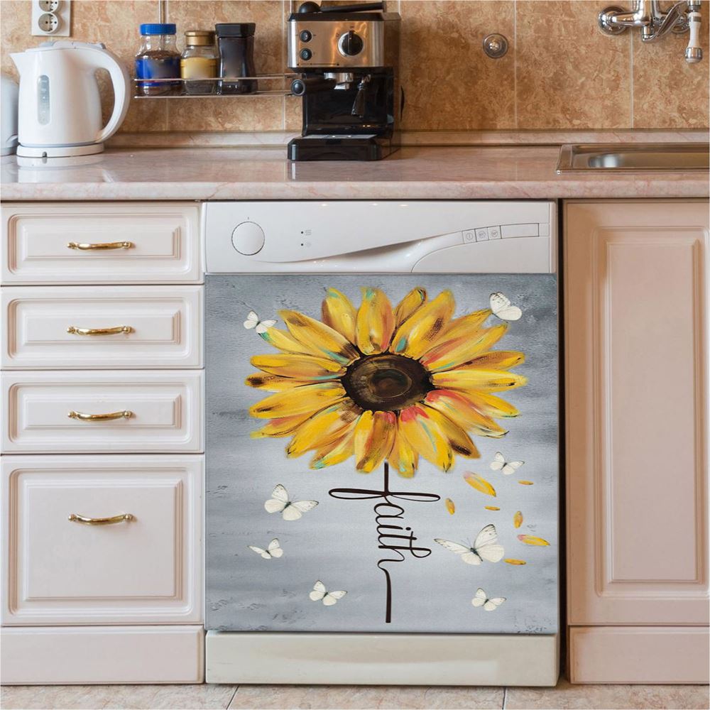 Christian Faith Hope Love Butterfly Art Dishwasher Cover, Bible Verse Dishwasher Magnet Cover, Scripture Kitchen Decor