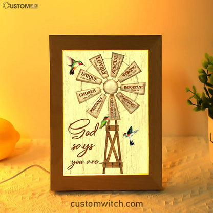 Christian Farmhouse Windmill God Says You Are Frame Lamp Prints - Bible Verse Decor - Scripture Art