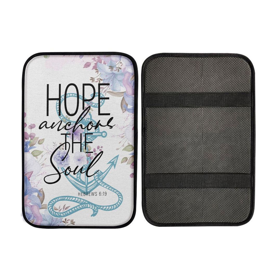 Christian Flower Hope Anchors The Soul Car Center Console Cover, Religious Car Armrest Accessories