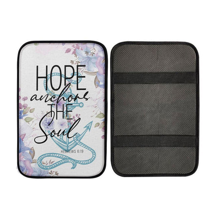 Christian Flower Hope Anchors The Soul Car Center Console Cover, Religious Car Armrest Accessories