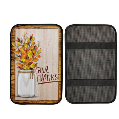 Christian Give Thanks Flowers Car Center Console Cover, Religious Car Armrest Accessories
