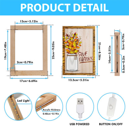 Christian Give Thanks Flowers Frame Lamp Prints - Bible Verse Decor - Scripture Art