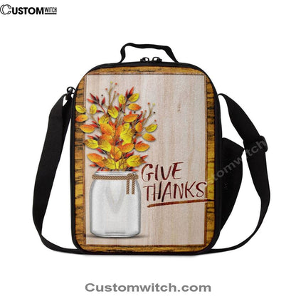 Christian Give Thanks Flowers Lunch Bag, Christian Lunch Bag For School, Picnic, Religious Lunch Bag