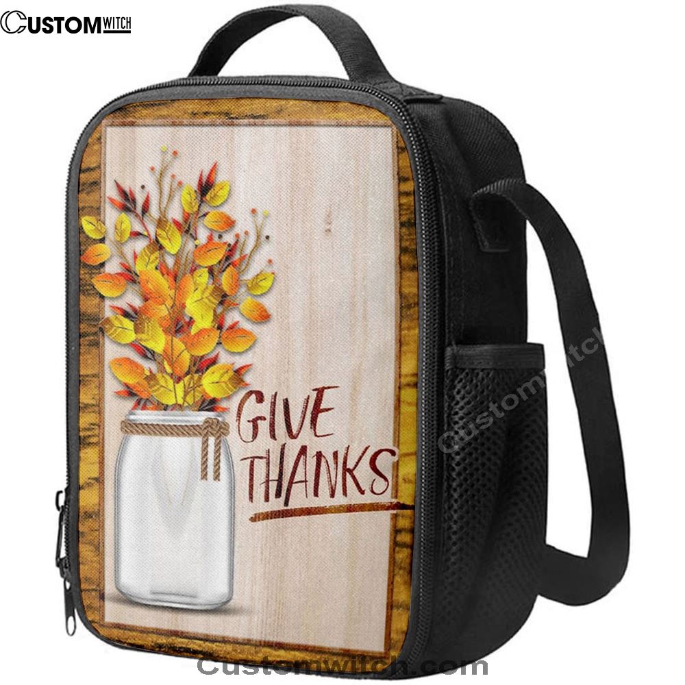 Christian Give Thanks Flowers Lunch Bag, Christian Lunch Bag For School, Picnic, Religious Lunch Bag