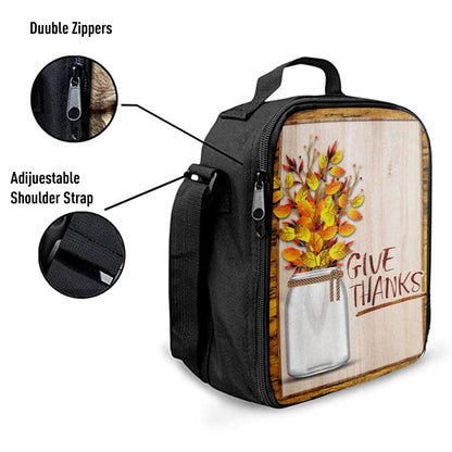 Christian Give Thanks Flowers Lunch Bag, Christian Lunch Bag For School, Picnic, Religious Lunch Bag