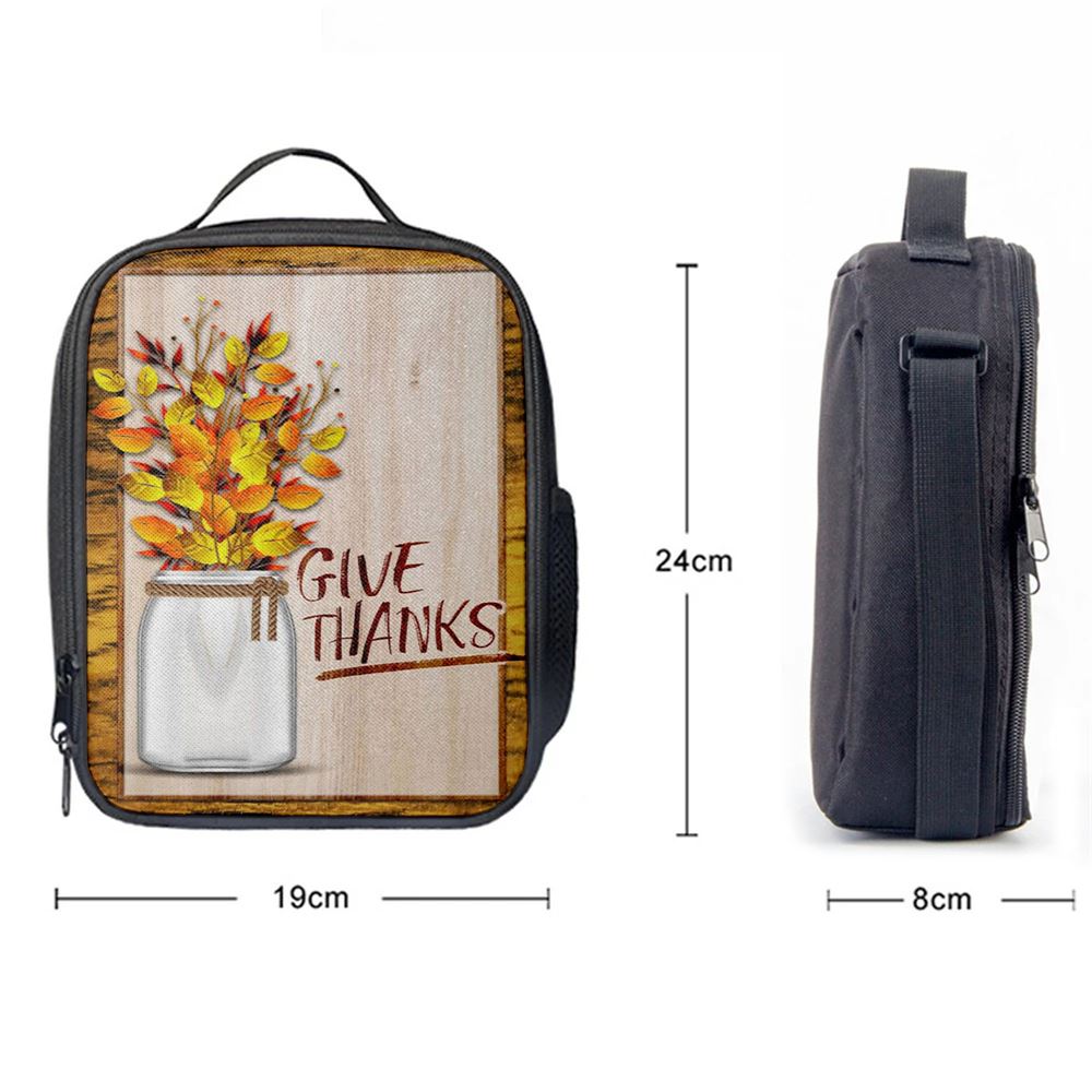 Christian Give Thanks Flowers Lunch Bag, Christian Lunch Bag For School, Picnic, Religious Lunch Bag