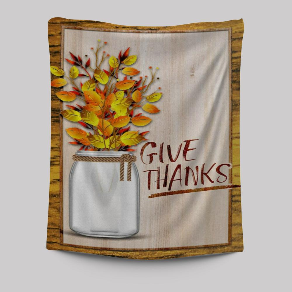 Christian Give Thanks Flowers Tapestry Prints - Bible Verse Wall Decor - Scripture Wall Art