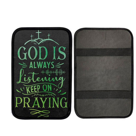 Christian God Is Always Listening Keep On Praying Car Center Console Cover, Cross Car Interior Accessories