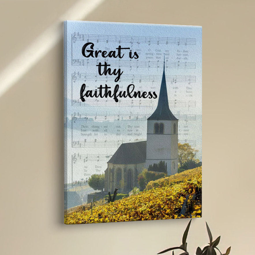 Christian Great Is Thy Faithfulness Chapel Christian Canvas Prints - Bible Verse Wall Decor - Scripture Wall Art