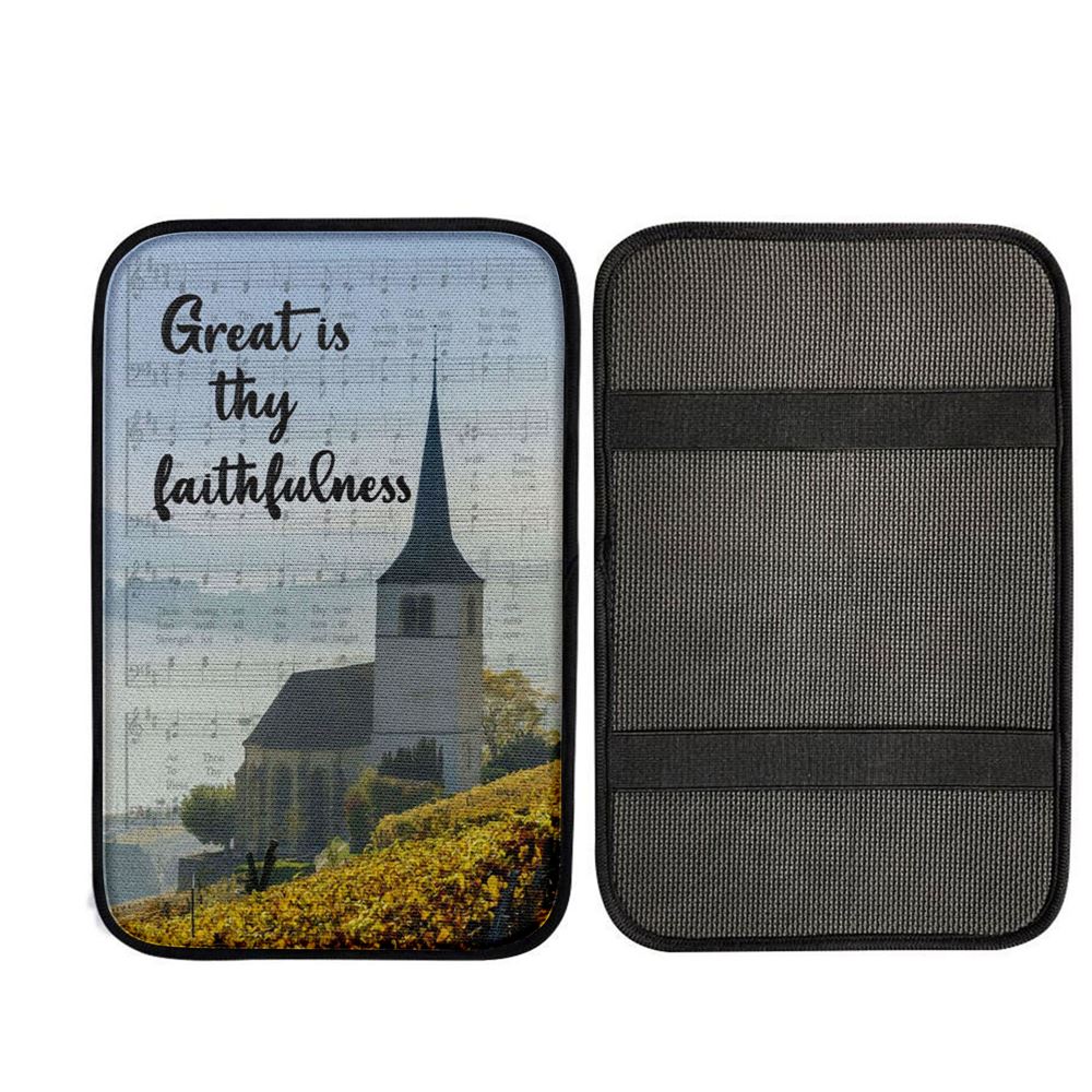 Christian Great Is Thy Faithfulness Chapel Christian Car Center Console Cover, Religious Car Armrest Accessories