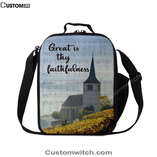 Christian Great Is Thy Faithfulness Chapel Christian Lunch Bag, Christian Lunch Bag For School, Picnic, Religious Lunch Bag