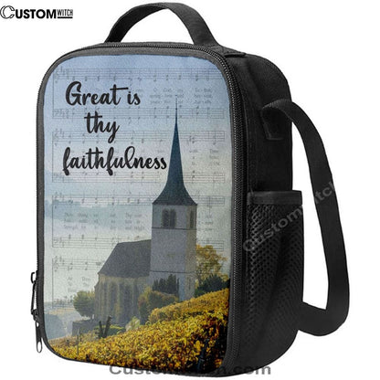 Christian Great Is Thy Faithfulness Chapel Christian Lunch Bag, Christian Lunch Bag For School, Picnic, Religious Lunch Bag