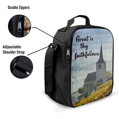 Christian Great Is Thy Faithfulness Chapel Christian Lunch Bag, Christian Lunch Bag For School, Picnic, Religious Lunch Bag