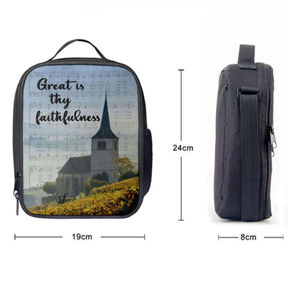 Christian Great Is Thy Faithfulness Chapel Christian Lunch Bag, Christian Lunch Bag For School, Picnic, Religious Lunch Bag
